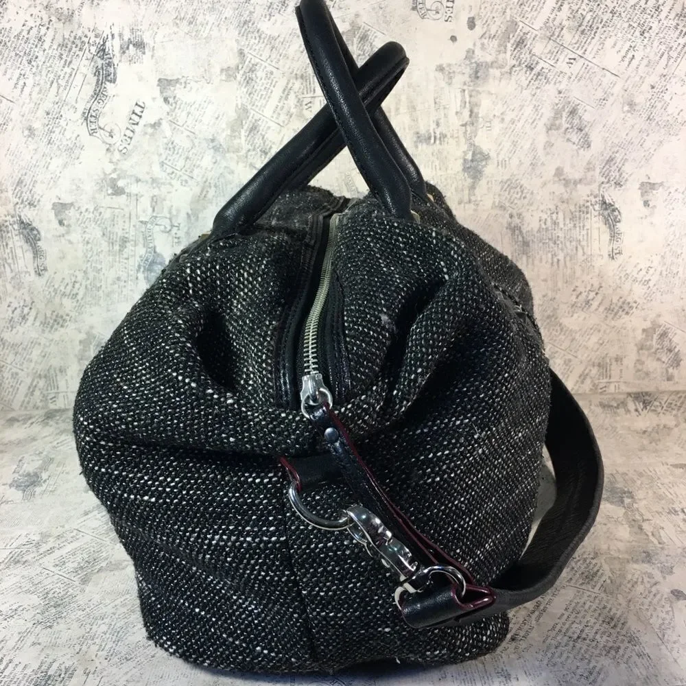 MZ Wallace Lillian Draper Tweed Satchel Leather Trim Studded Shoulder Bag